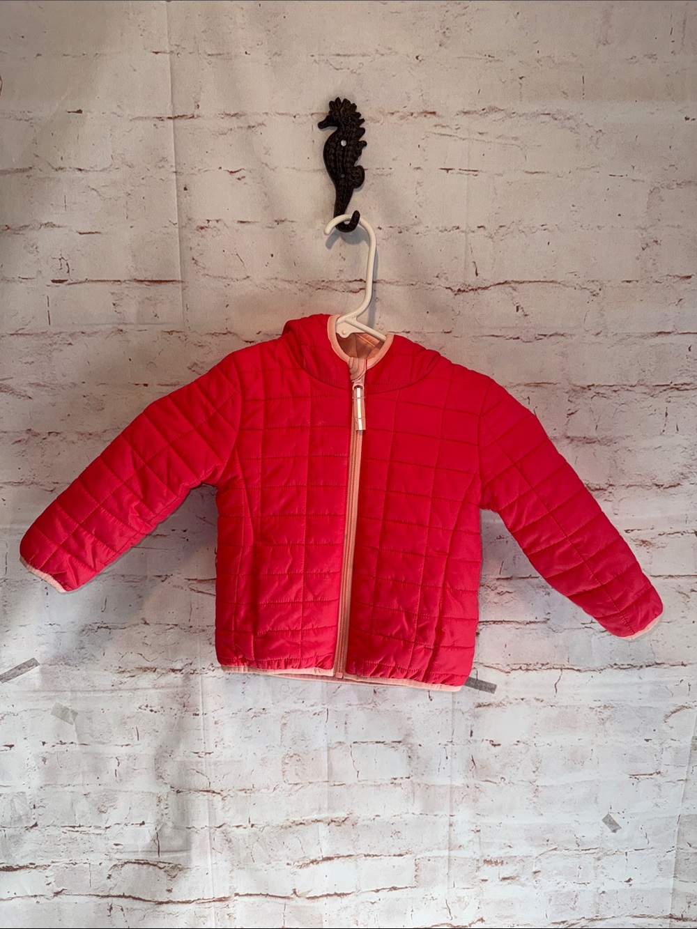 Cat Jack pink Kids Quilted Hooded Puffer Jacket zip front pockets warm cozy 2T